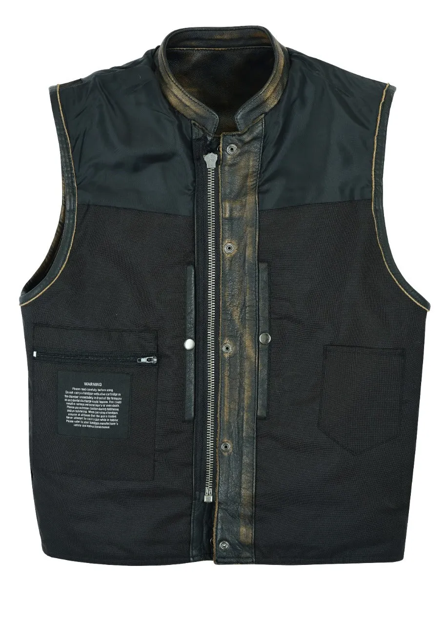 Mens SOA Style Motorcycle Club Vest Naked Distressed Brown Leather