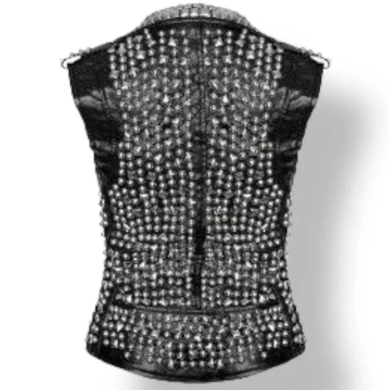 Men's Studded Leather Biker Vest