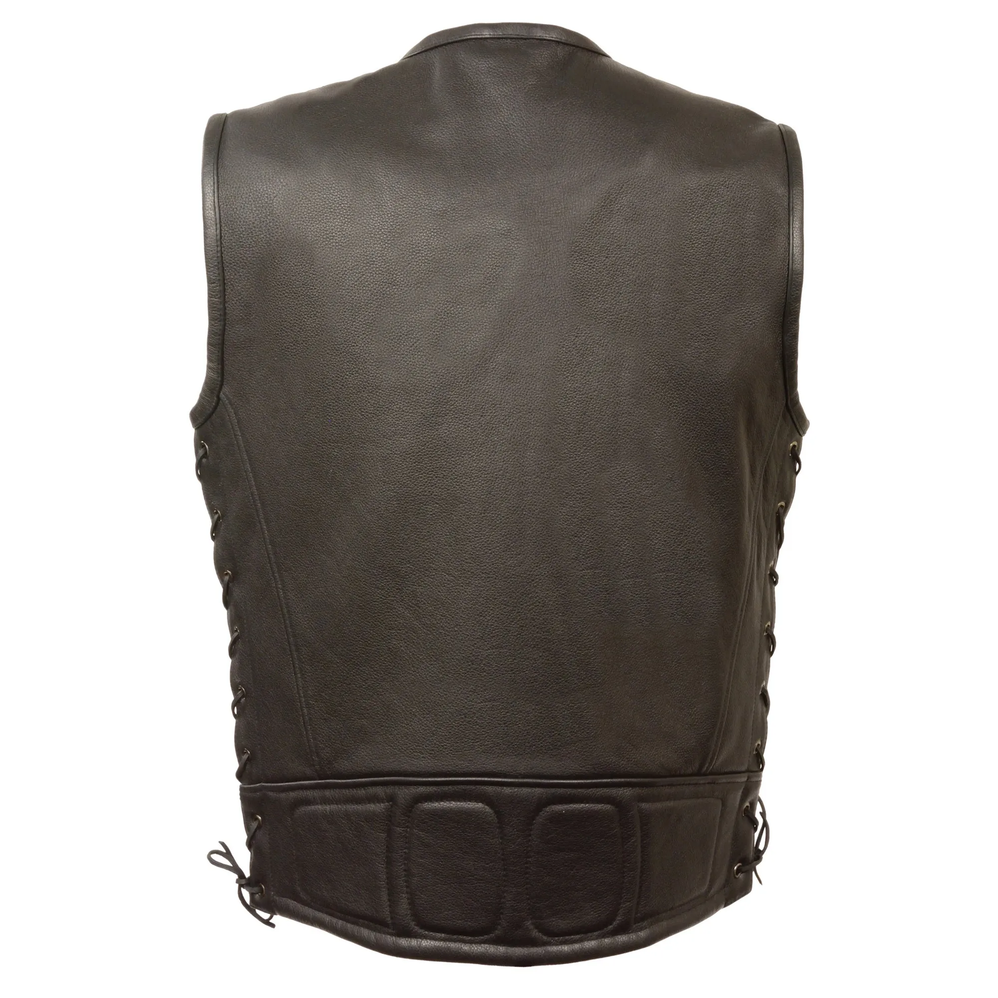 Men's Zipper Front Full Side Lace Leather Vest