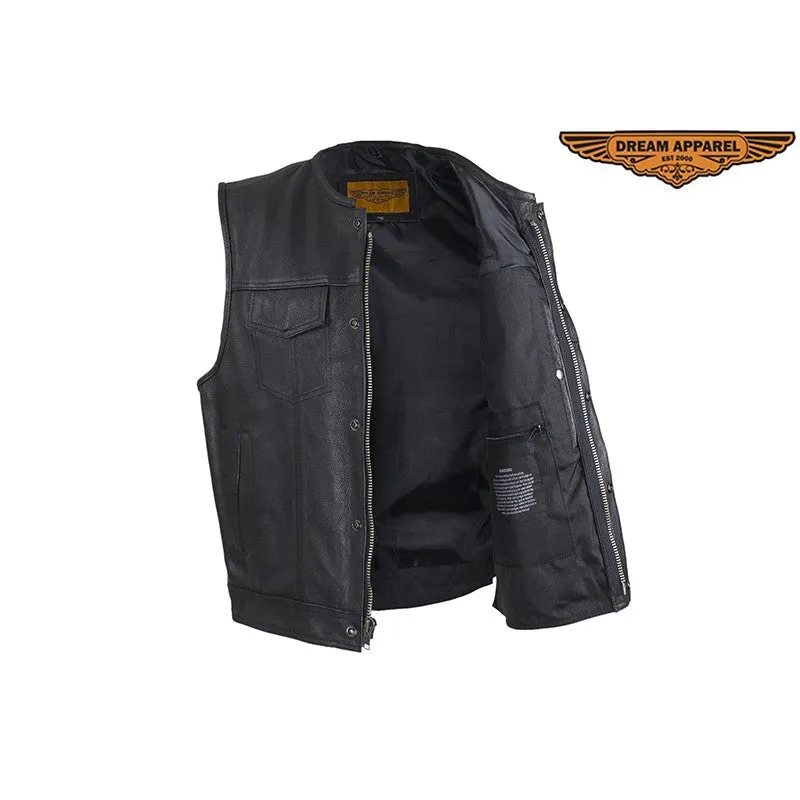 Men's Zippered 1/2" Collar Motorcycle Club Vest