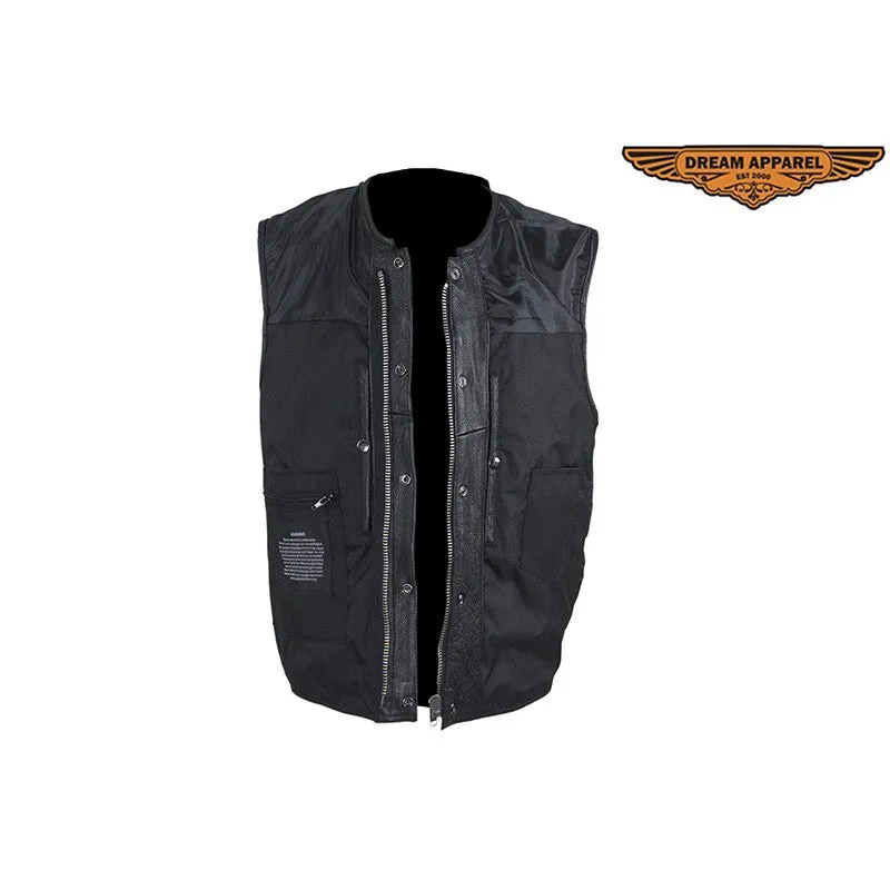 Men's Zippered 1/2" Collar Motorcycle Club Vest