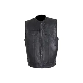 Men's Zippered 1/2" Collar Motorcycle Club Vest