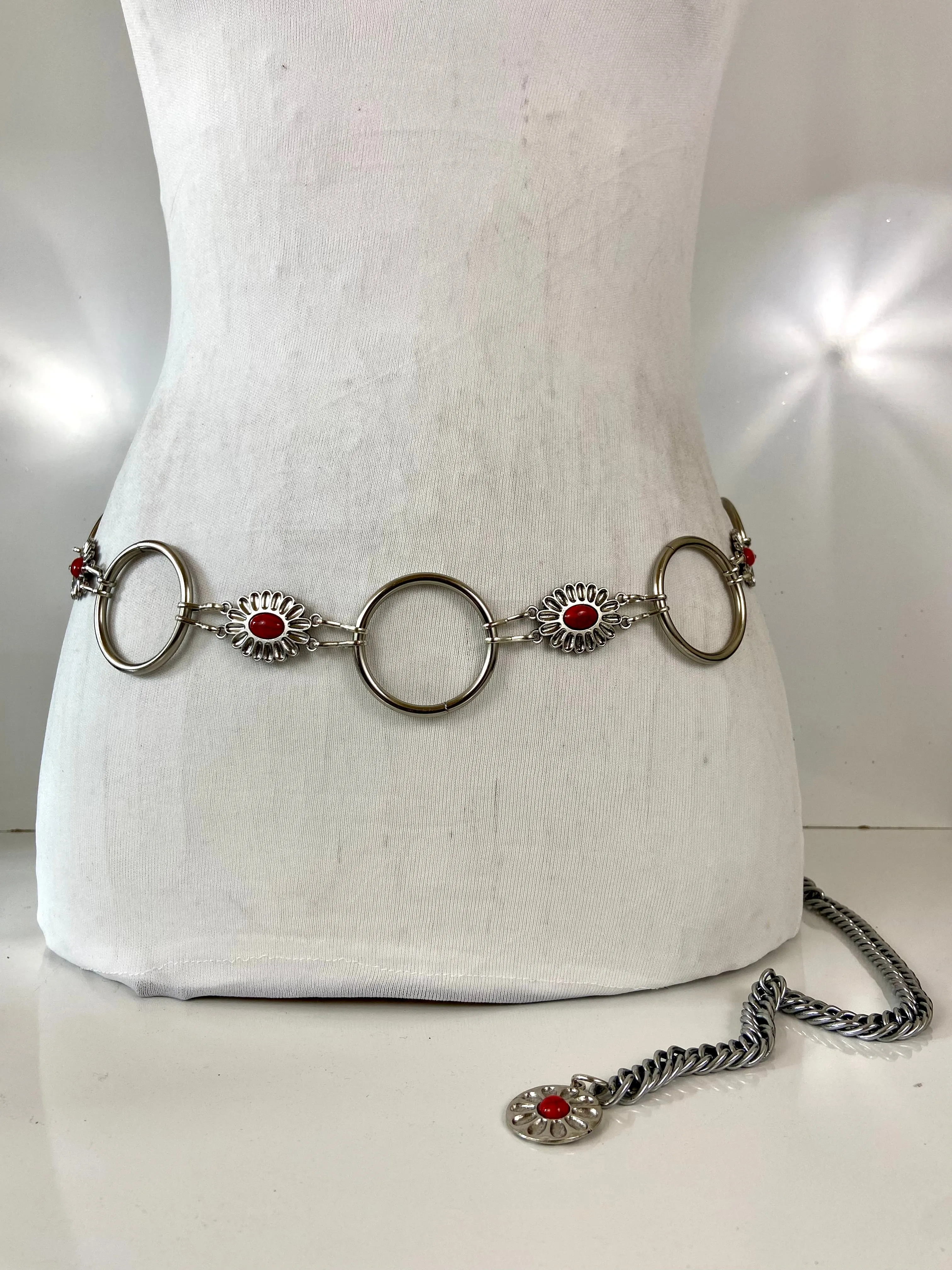 Metal and red tone belt