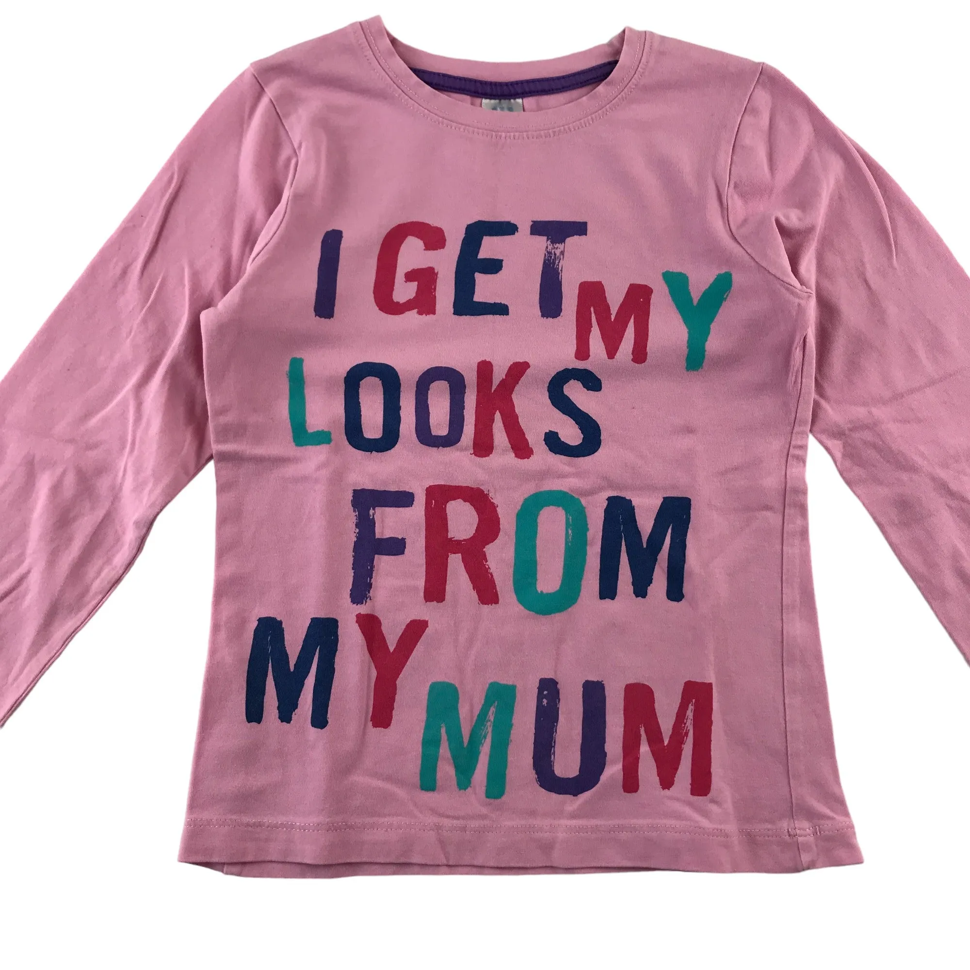 Miniclub t-shirt 5-6 years pink text print long sleeve