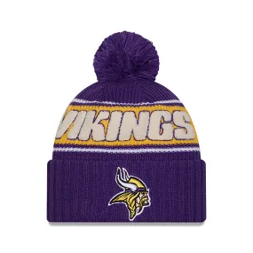 Minnesota Vikings NFL New Era Men's Purple 2024 Sideline Sport Knit Pom Hat