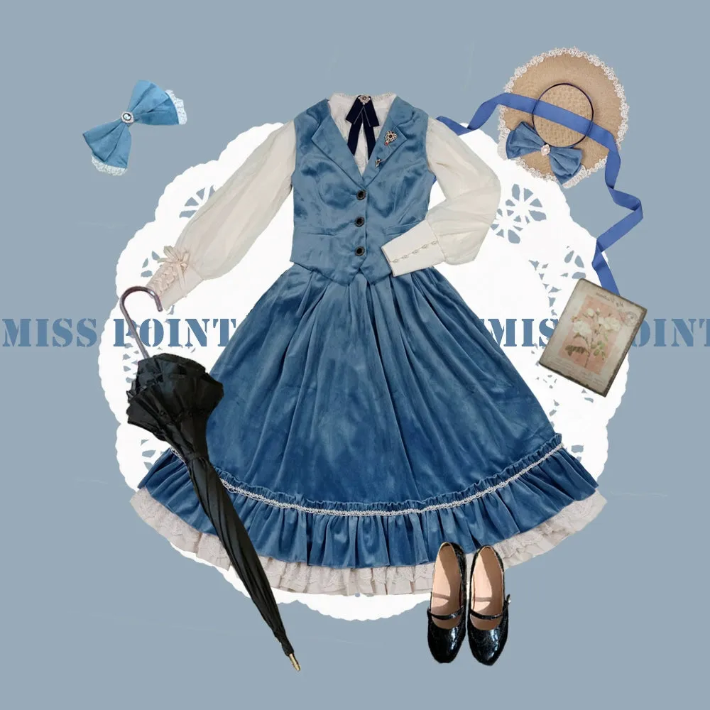 Miss Point~Rose Doll~Retro Lolita Vest Velvet Lolita Waistcoat