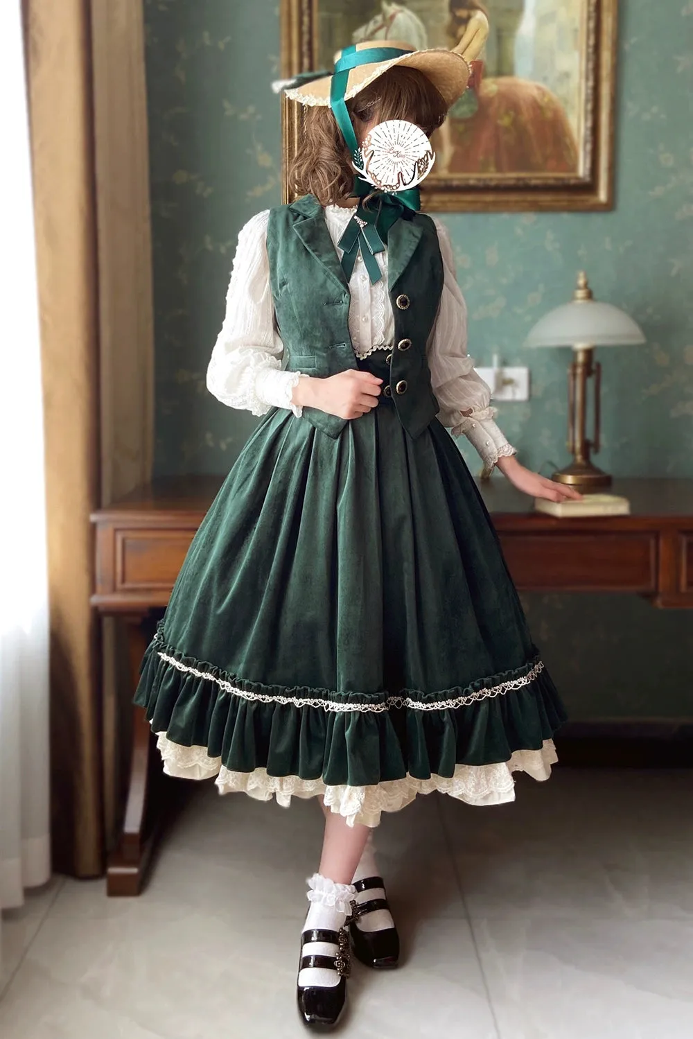 Miss Point~Rose Doll~Retro Lolita Vest Velvet Lolita Waistcoat