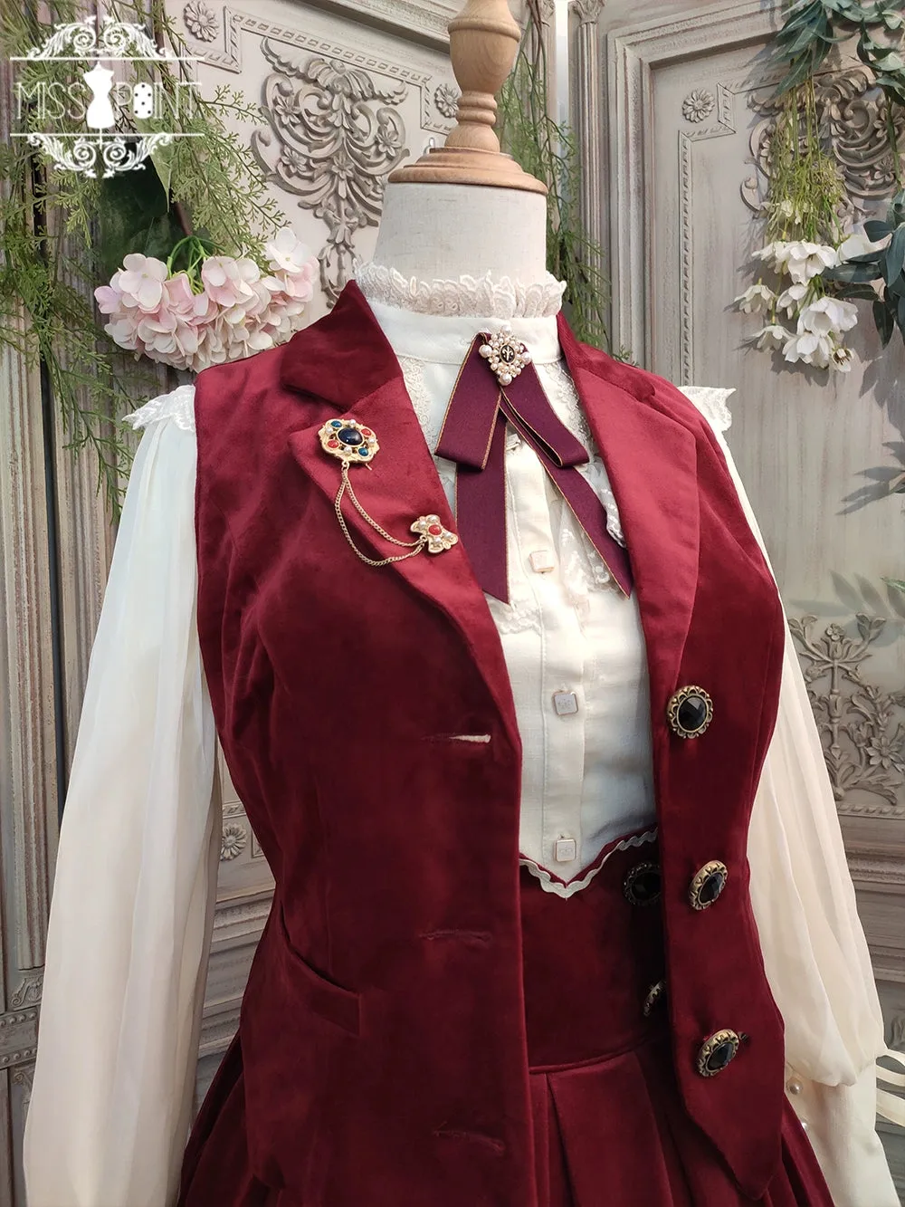 Miss Point~Rose Doll~Retro Lolita Vest Velvet Lolita Waistcoat