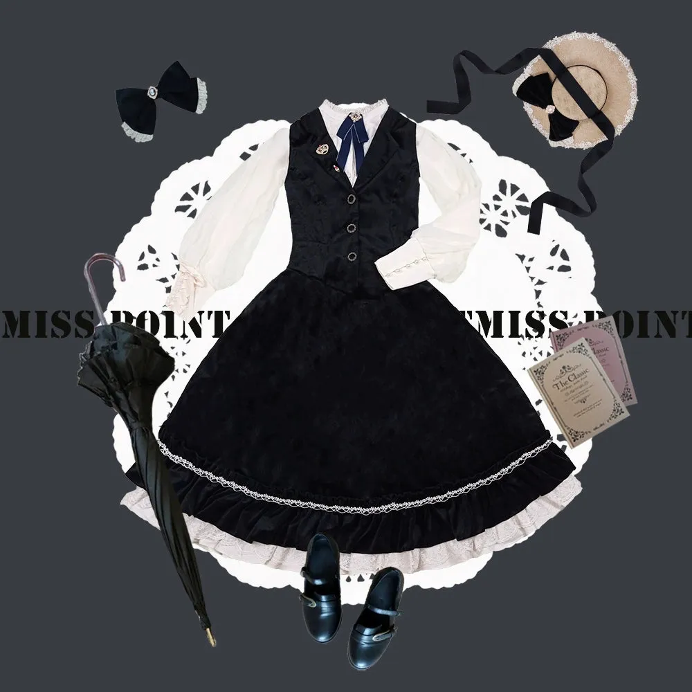 Miss Point~Rose Doll~Retro Lolita Vest Velvet Lolita Waistcoat