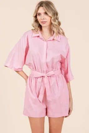 Mittoshop Tie Waist Half Sleeve Romper