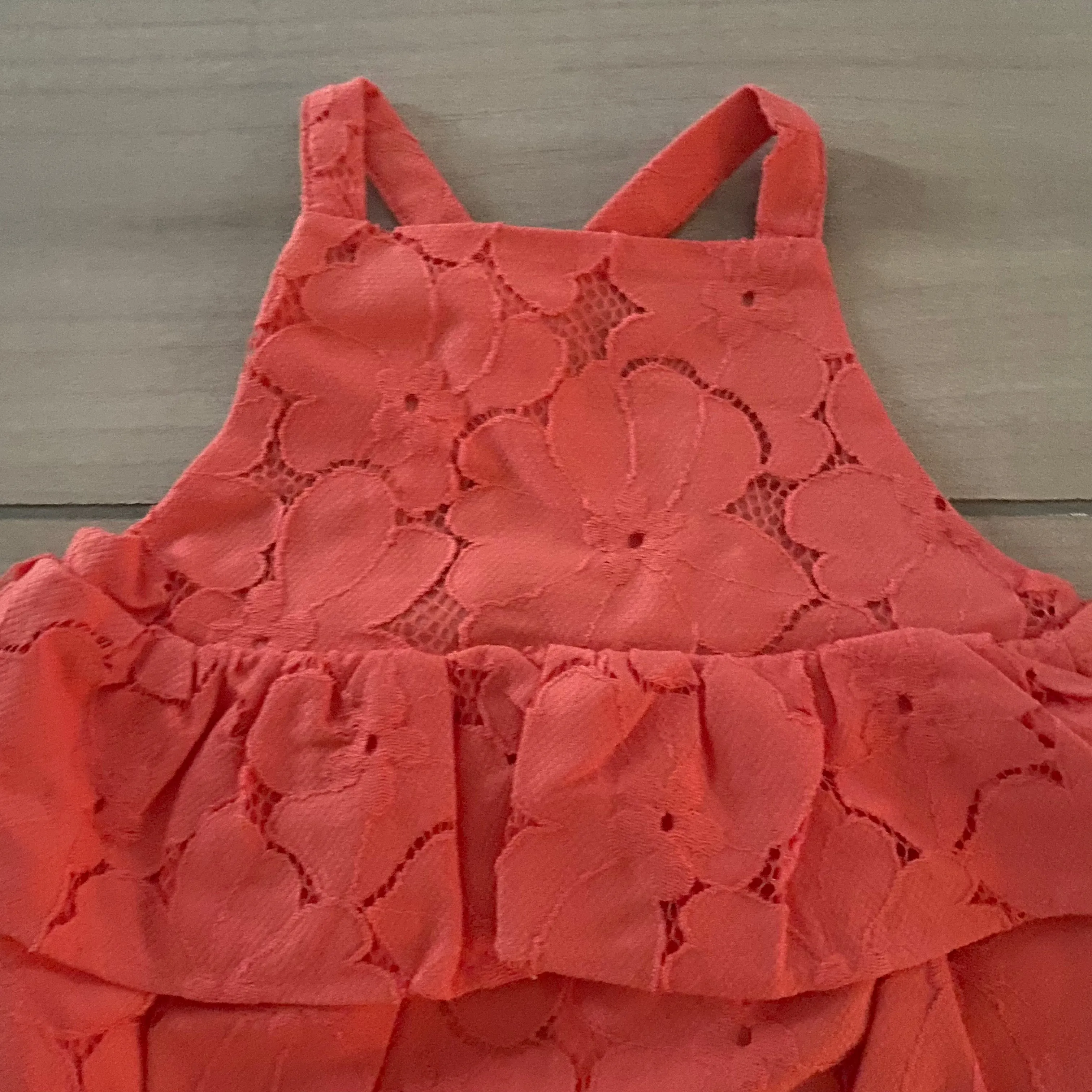 NEW Janie & Jack Orange Coral Lace Crossback Bubble Romper