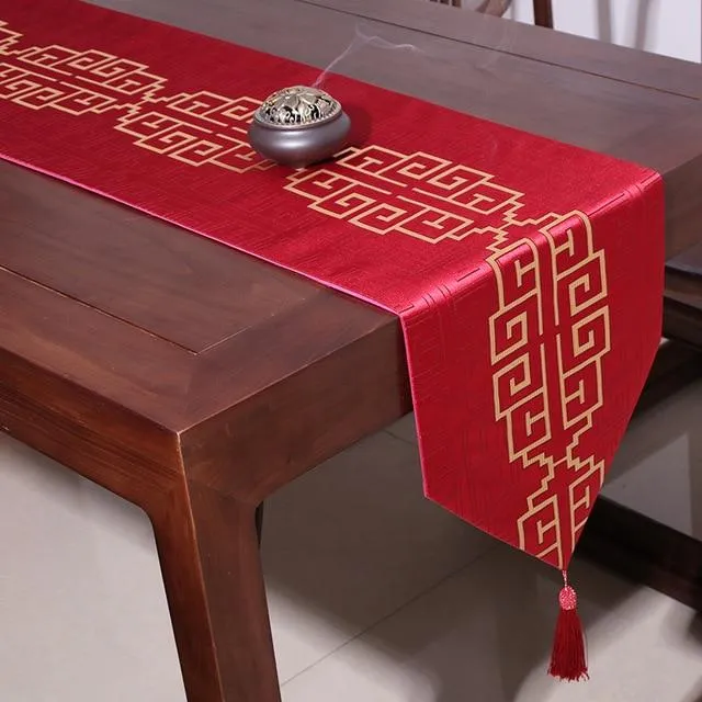 New Luxury Classical Decoration Red Table Runner for Traditional Chinese Wedding - 2527