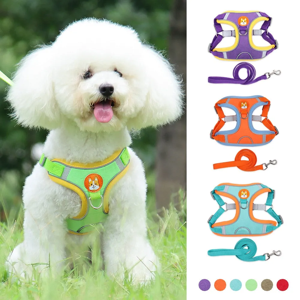 No Pull Pet Dog Harness and Leash Set Adjustable Puppy Cat Harness Vest