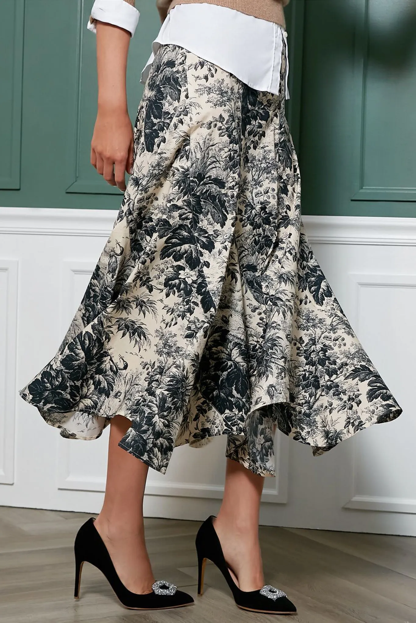 Noir Cypress Toile Mallory Skirt