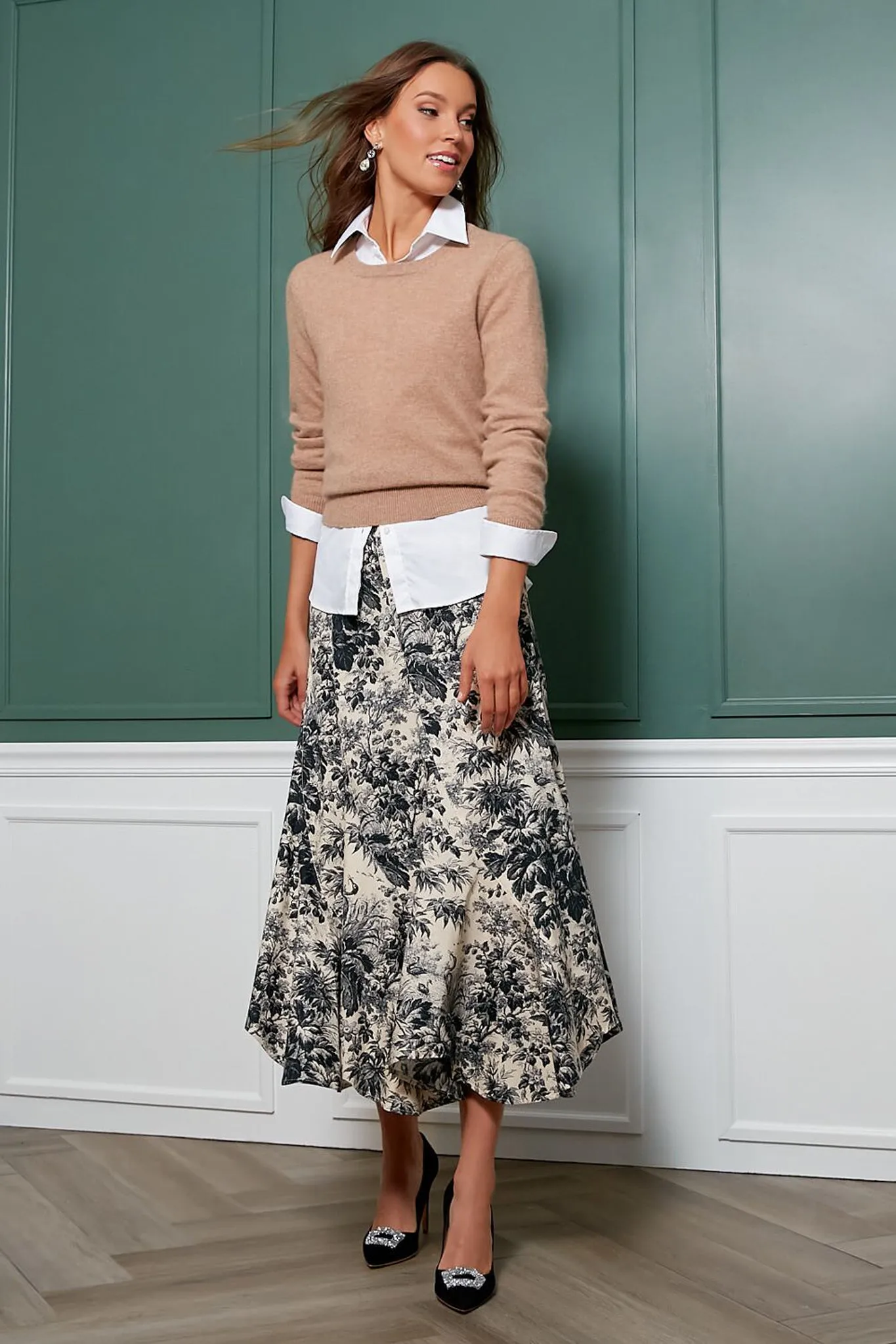 Noir Cypress Toile Mallory Skirt