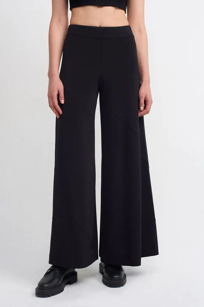 Nu Wide Leg Trousers With Stitched Detail Black