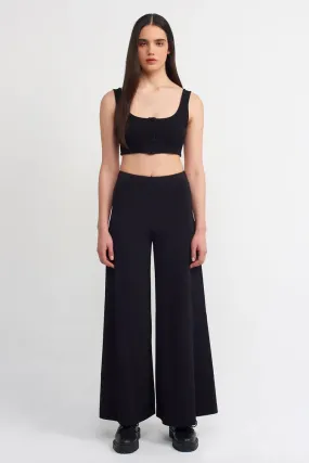 Nu Wide Leg Trousers With Stitched Detail Black