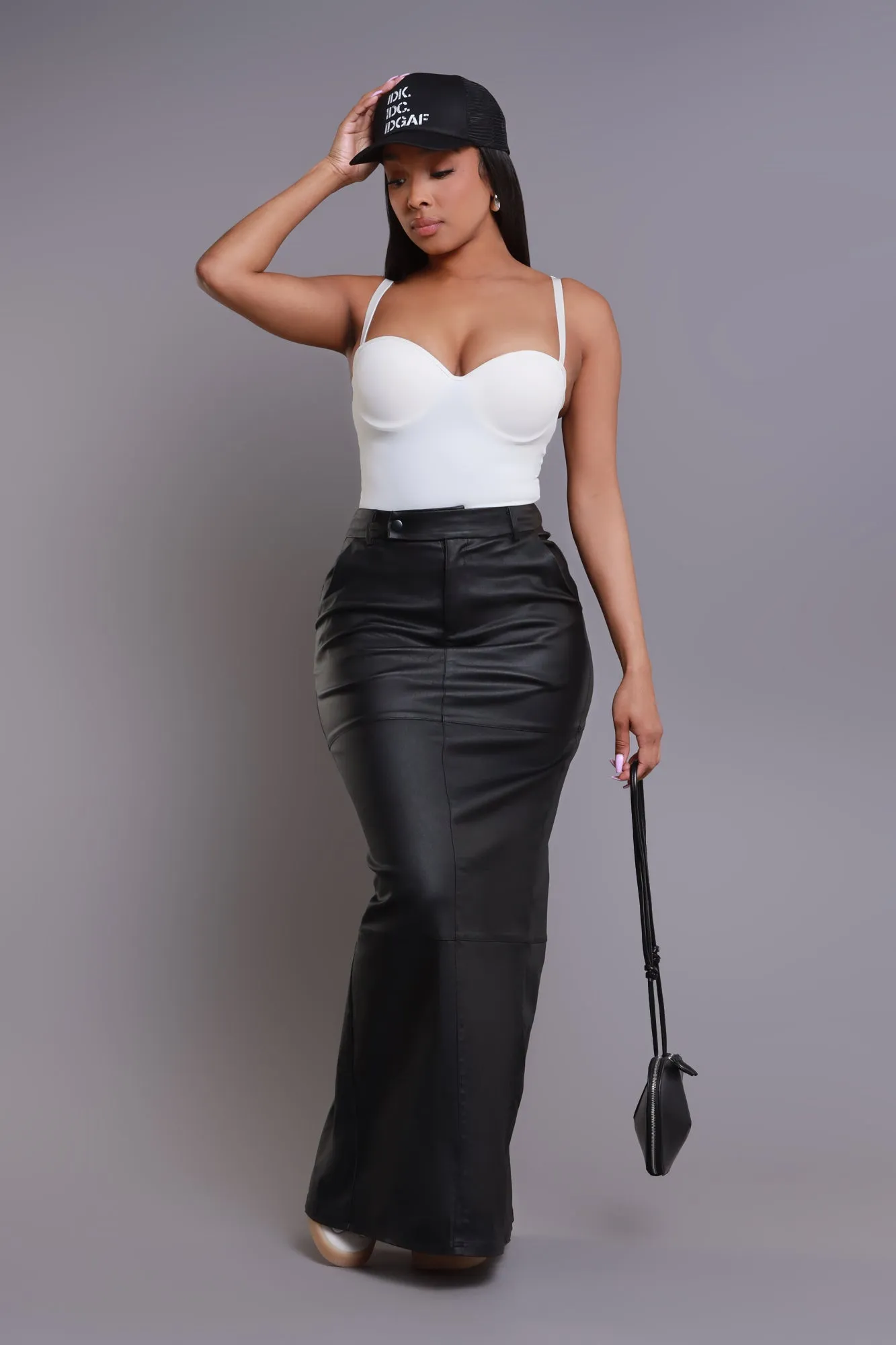 One Night Only Waxed Skirt - Black