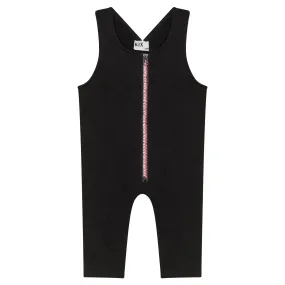 one piece long romper zipper - black/red/white