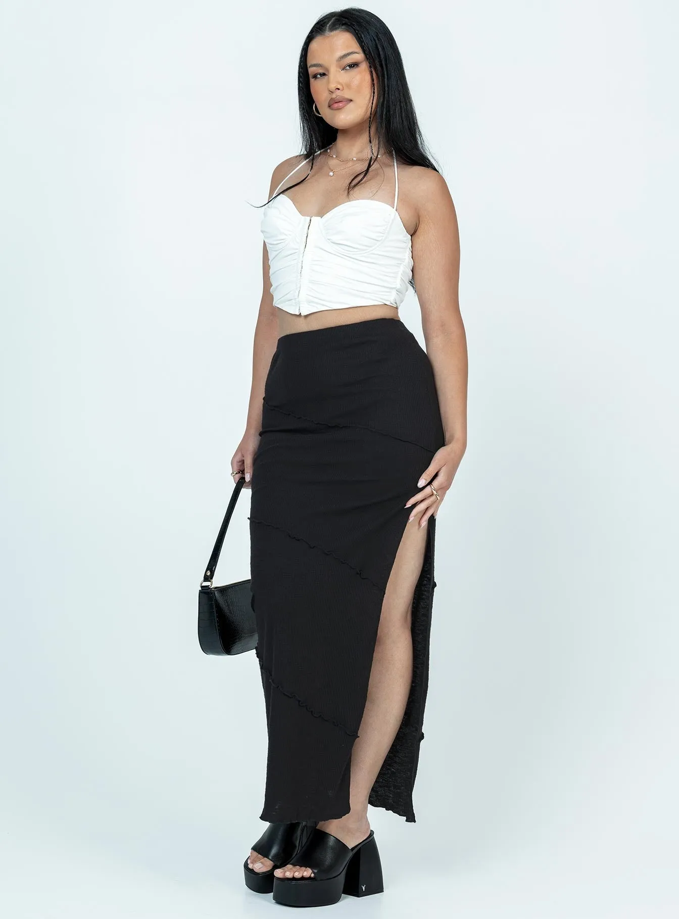 Oscar Split Maxi Skirt Black