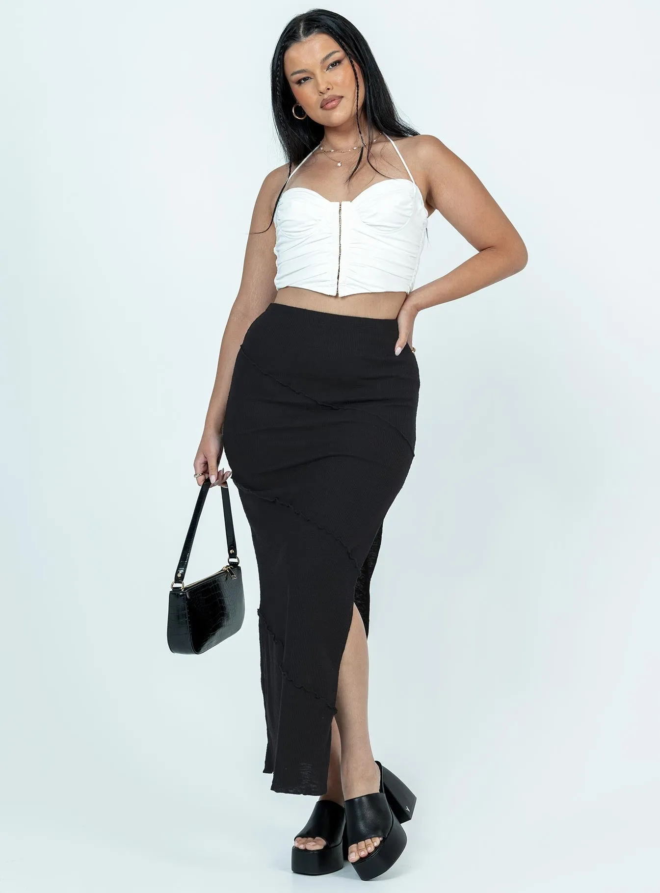 Oscar Split Maxi Skirt Black