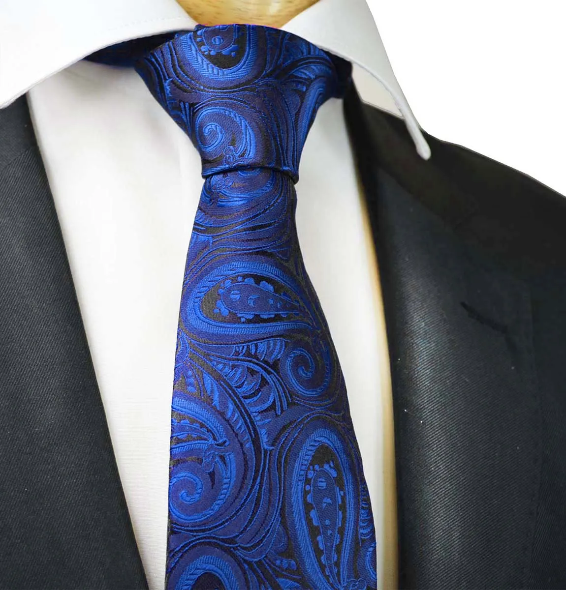 Paisley Royal Blue on Black Tuxedo Vest Set