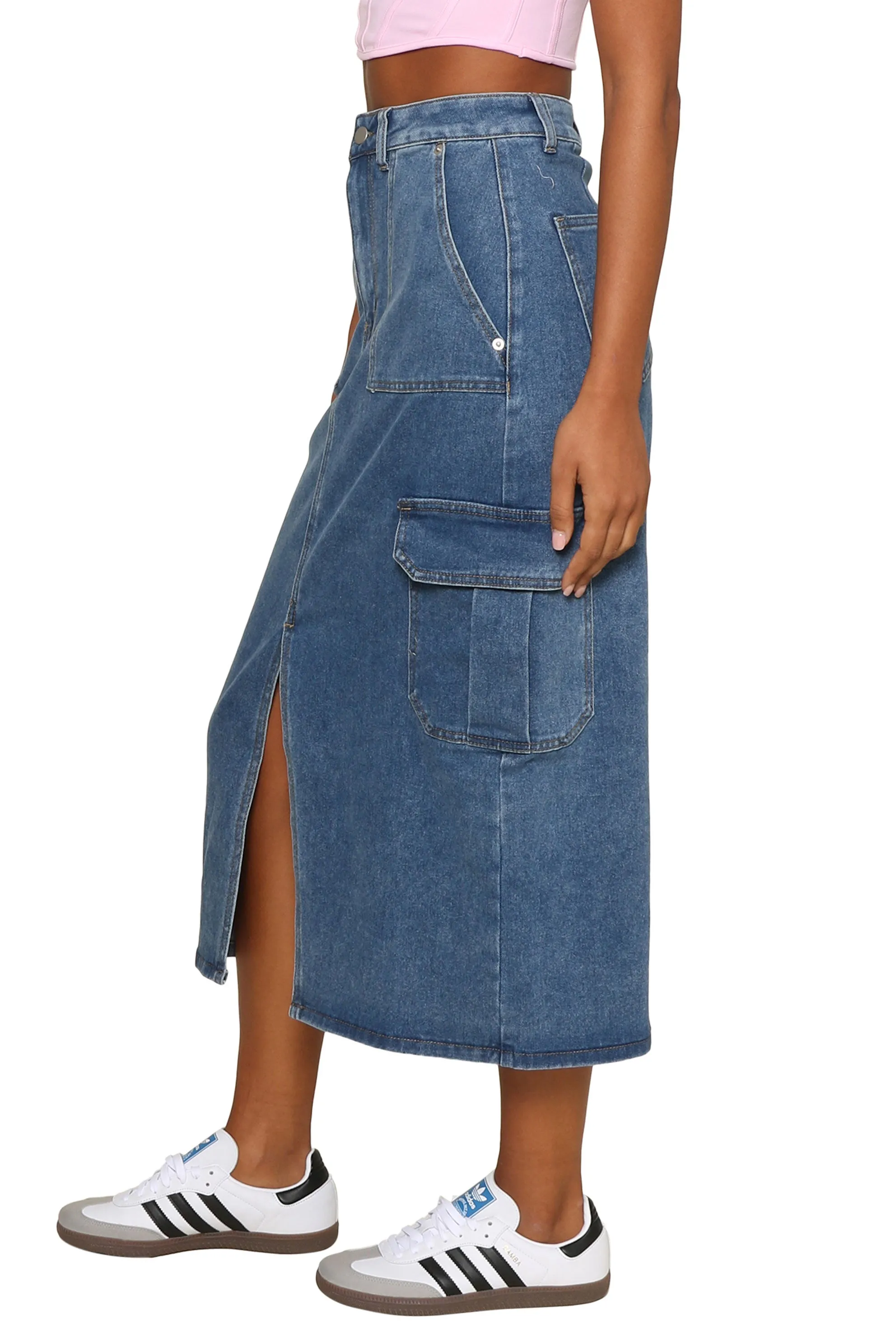 Patrice Denim Cargo Skirt