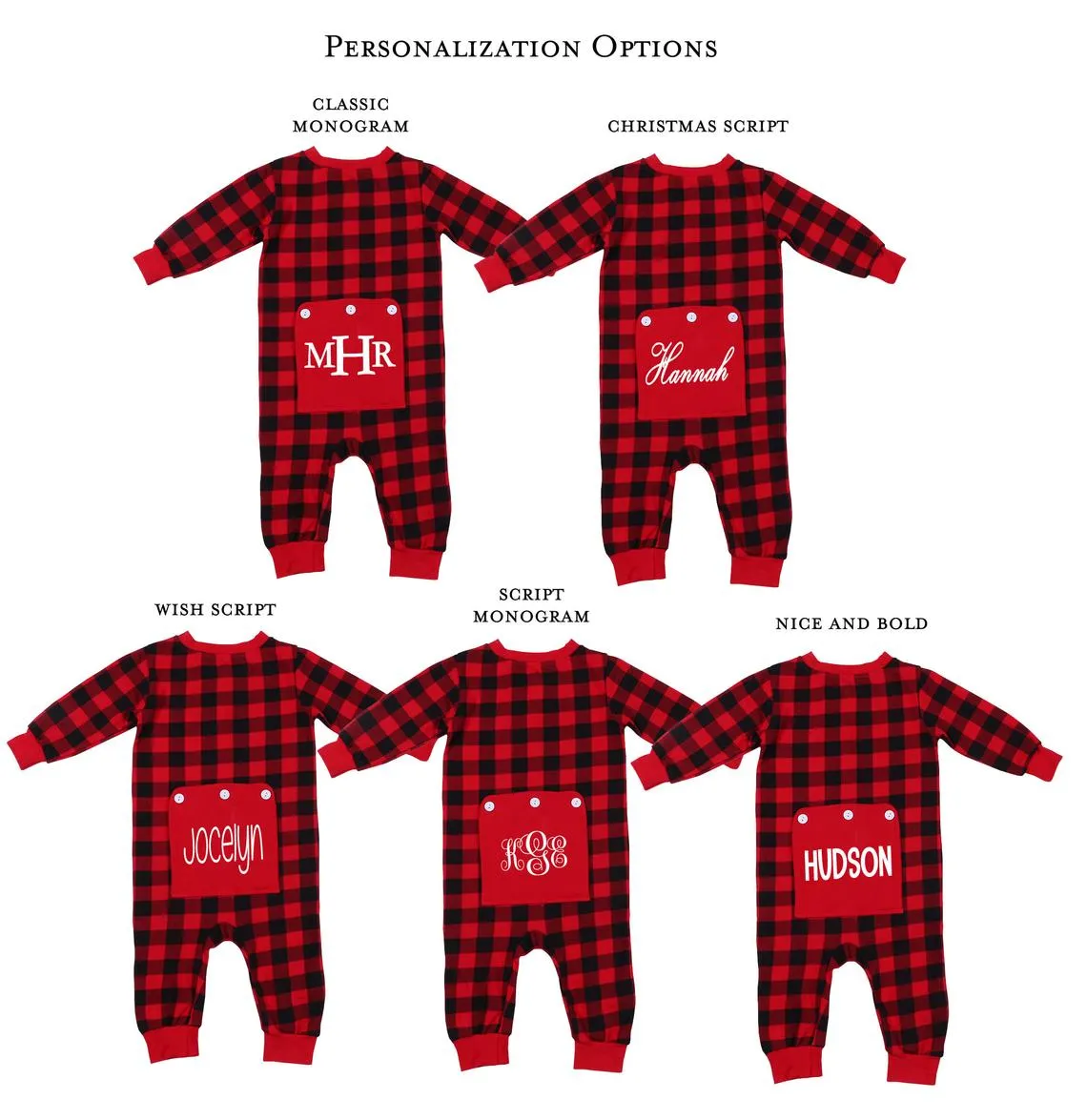 Personalized Christmas Buffalo Plaid Romper