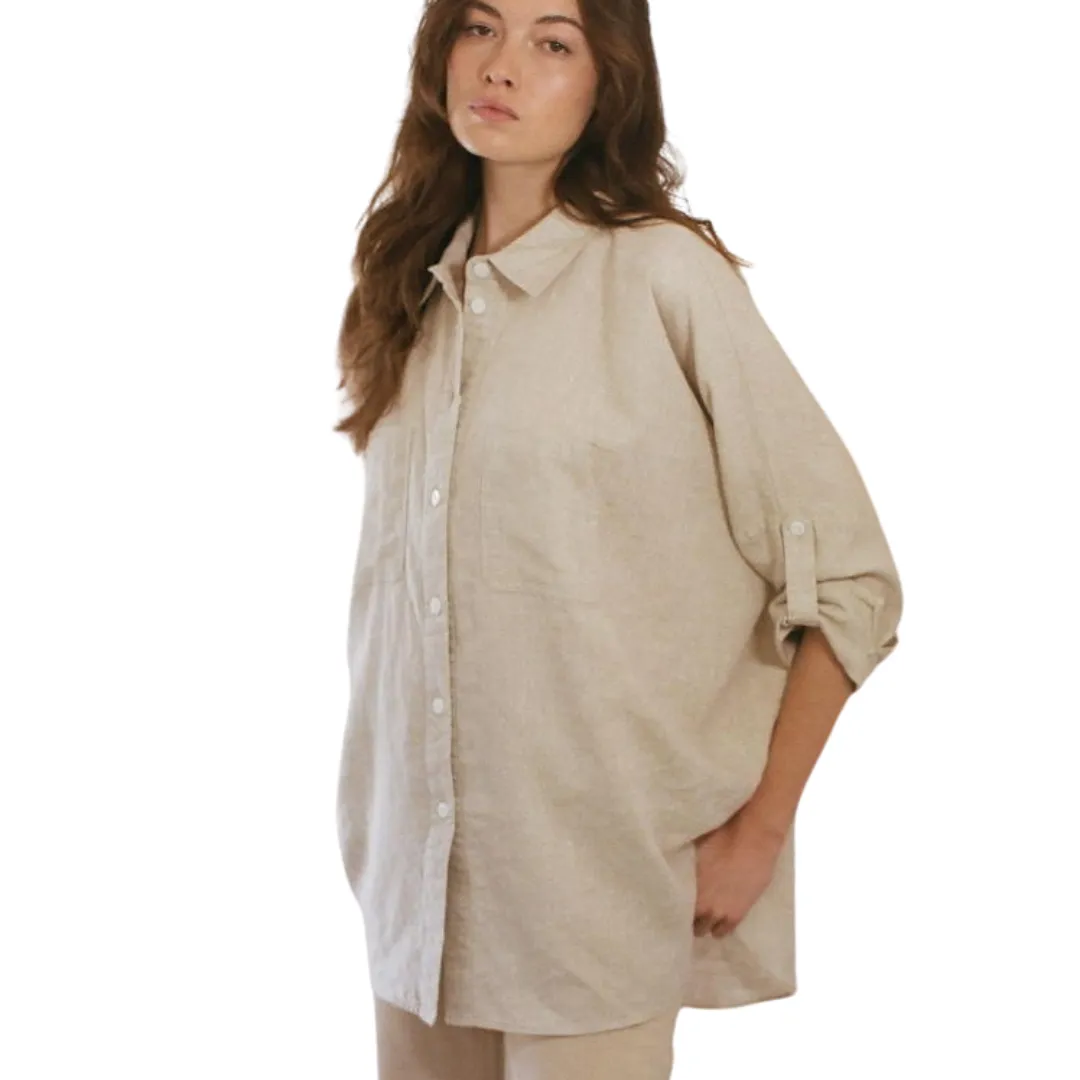 Peyton Button Down Shirt - Beige