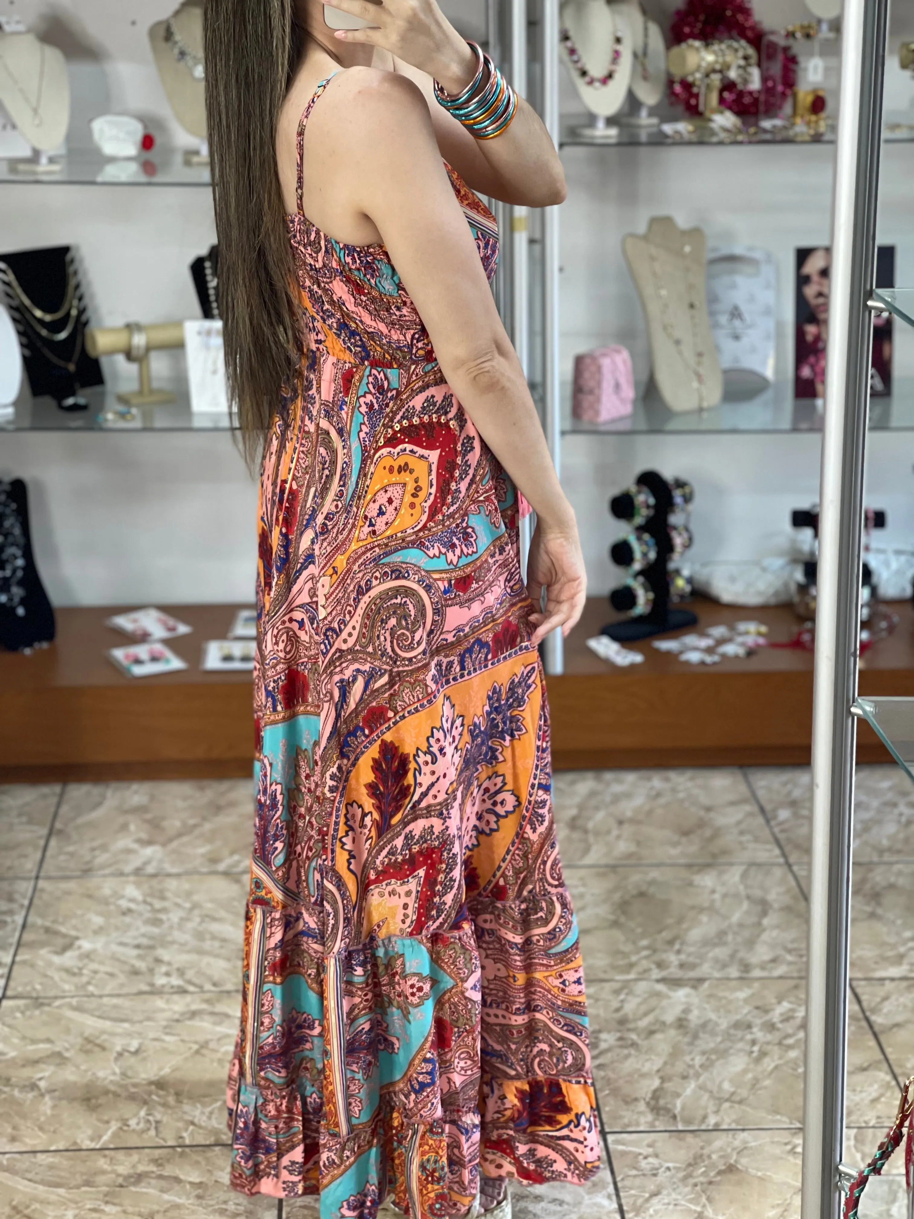 Pink Mix Maxi Boho Dress