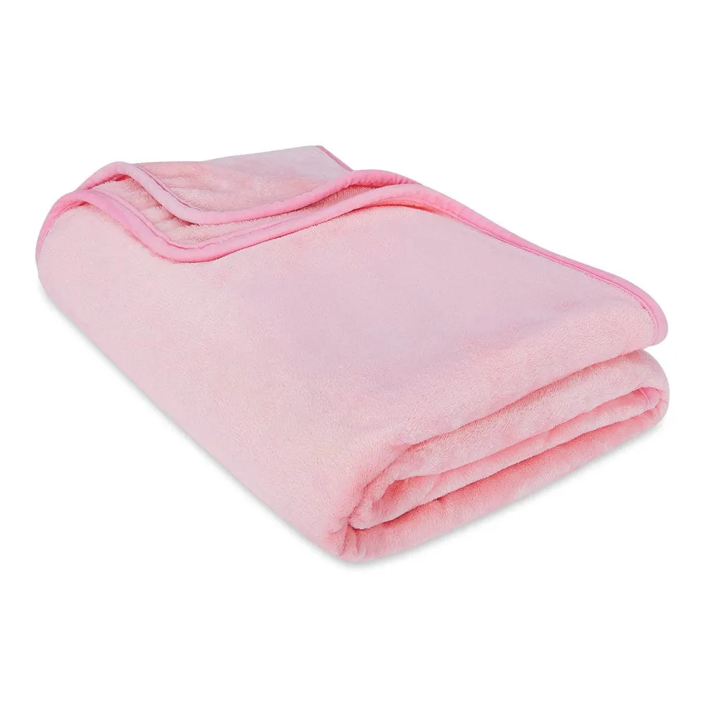 Plain Brush Cloth Super Soft Plush Single  Flannel Blanket-Baby Pink