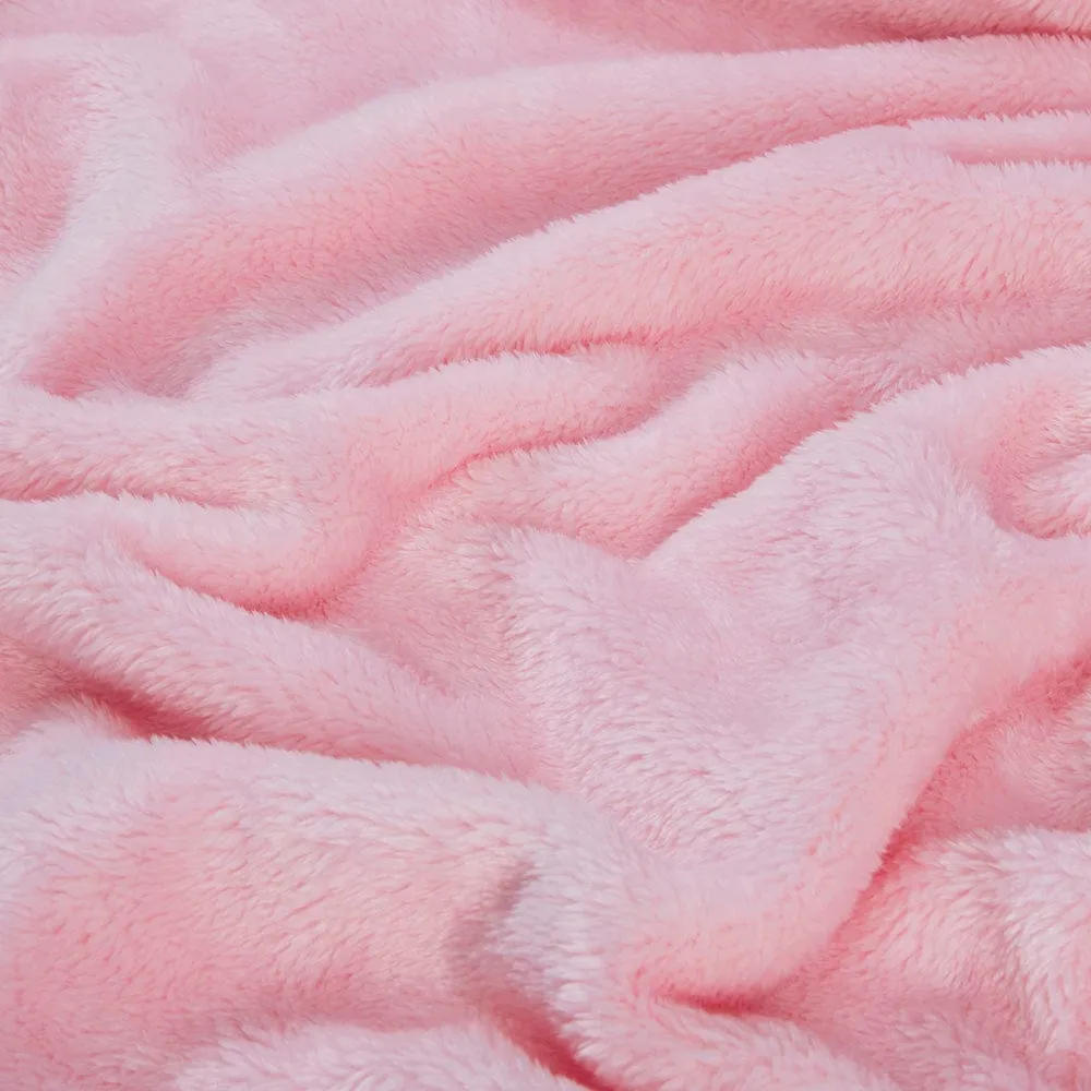 Plain Brush Cloth Super Soft Plush Single  Flannel Blanket-Baby Pink