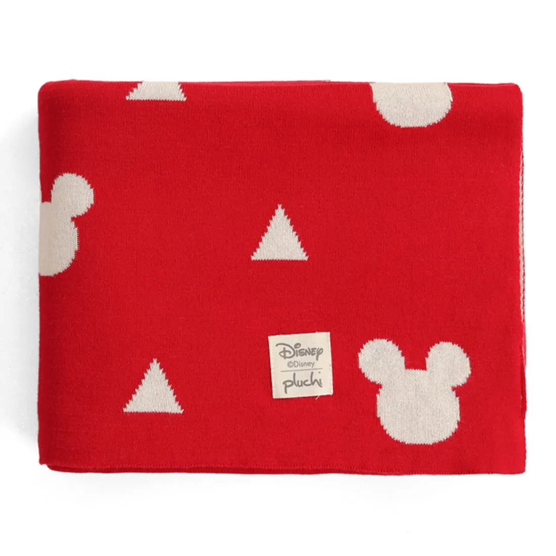 Pluchi Disney Cotton Knitted Throw/AC Blanket for Kids for Use in All Seasons (125x150 cm) (Mickey Loves Triangles)