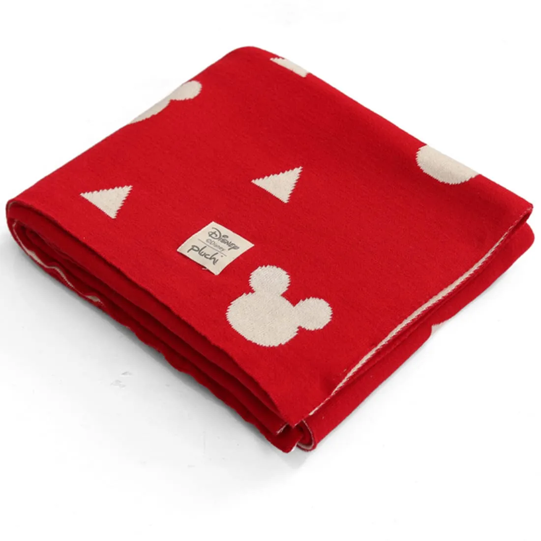 Pluchi Disney Cotton Knitted Throw/AC Blanket for Kids for Use in All Seasons (125x150 cm) (Mickey Loves Triangles)