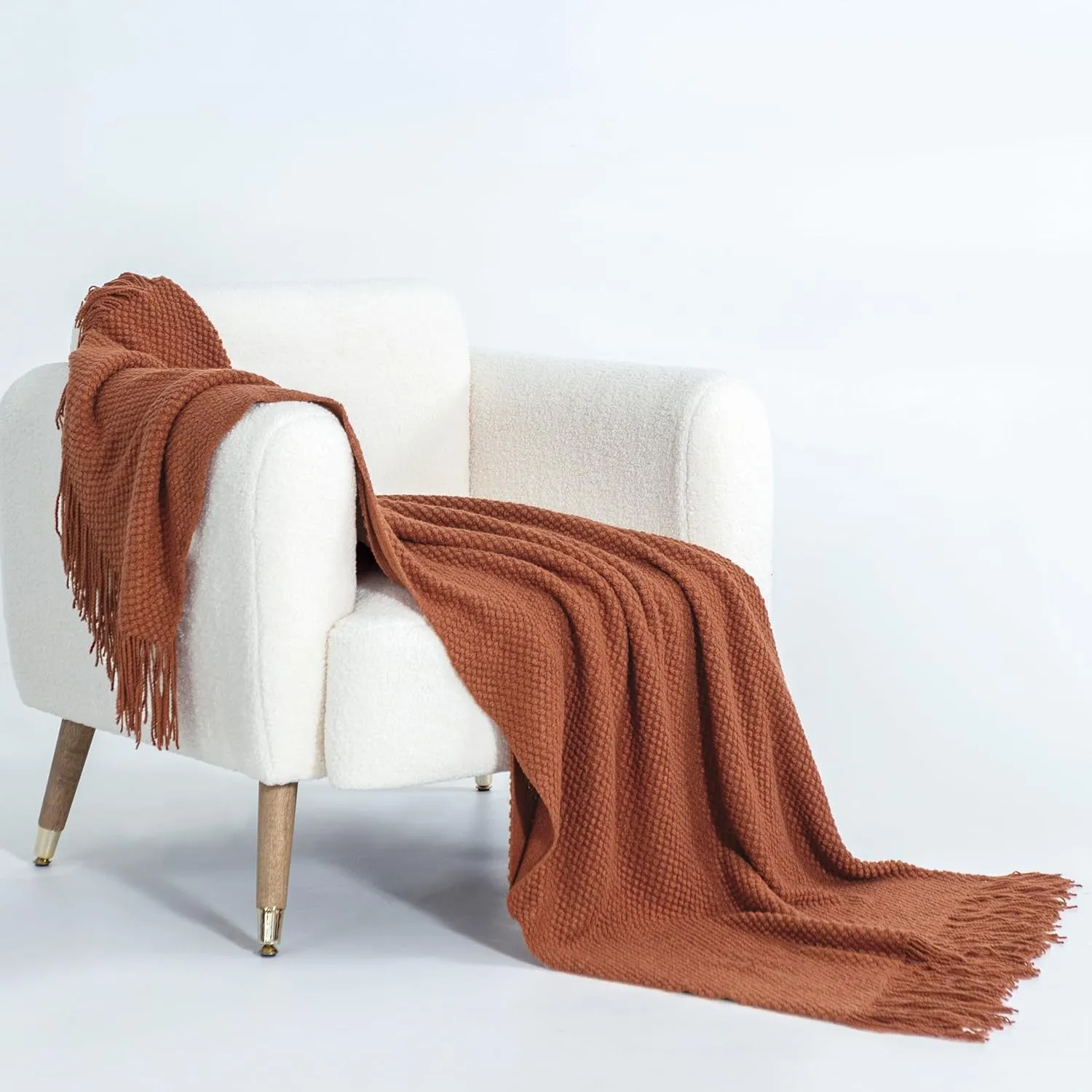 Premium Microplush Knitted Throw Blanket - Terracotta, Gioia Casa