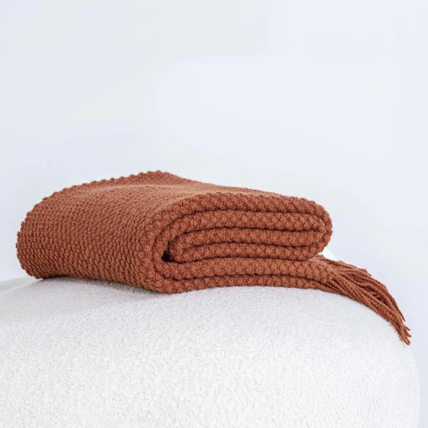 Premium Microplush Knitted Throw Blanket - Terracotta, Gioia Casa