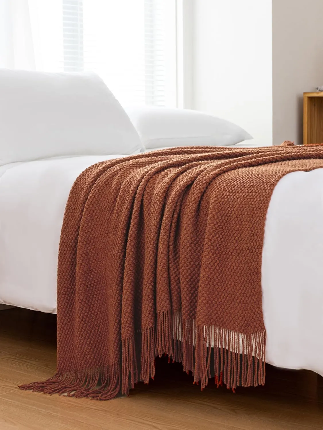 Premium Microplush Knitted Throw Blanket - Terracotta, Gioia Casa