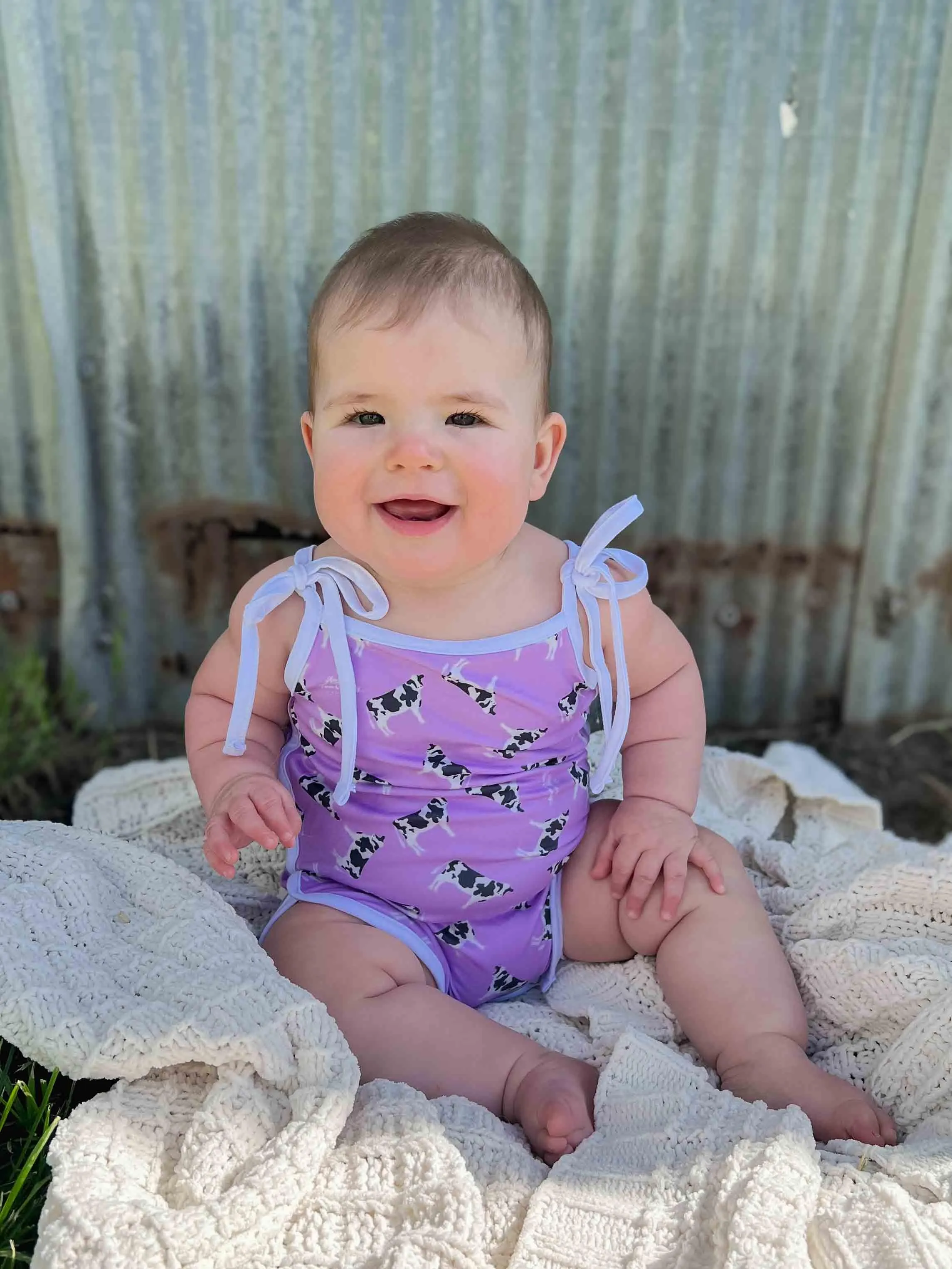 Purple Holstein Cow Infant/Toddler Romper