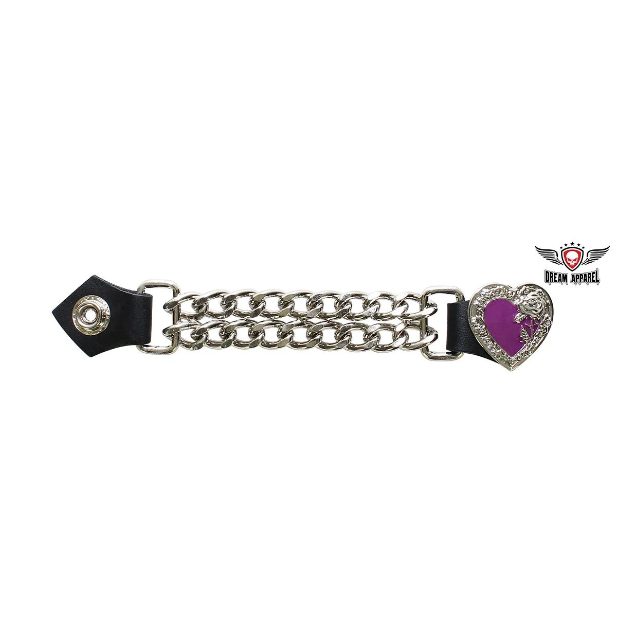 Purple/Chrome Heart and Rose Vest Extender