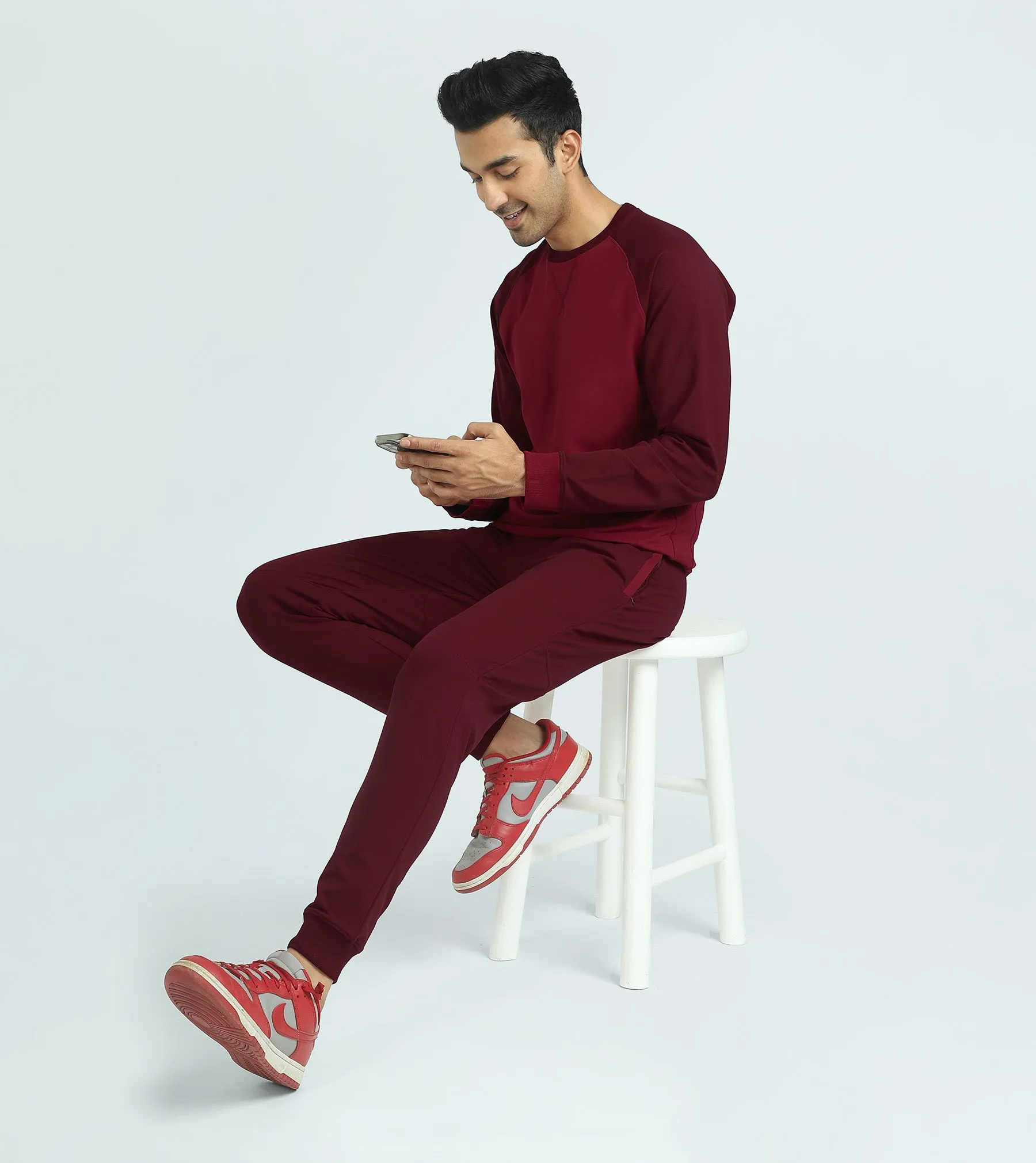 Quest French Terry Cotto-Blend Sweatshirt And Joggers Co-ord Set Scarlet Red