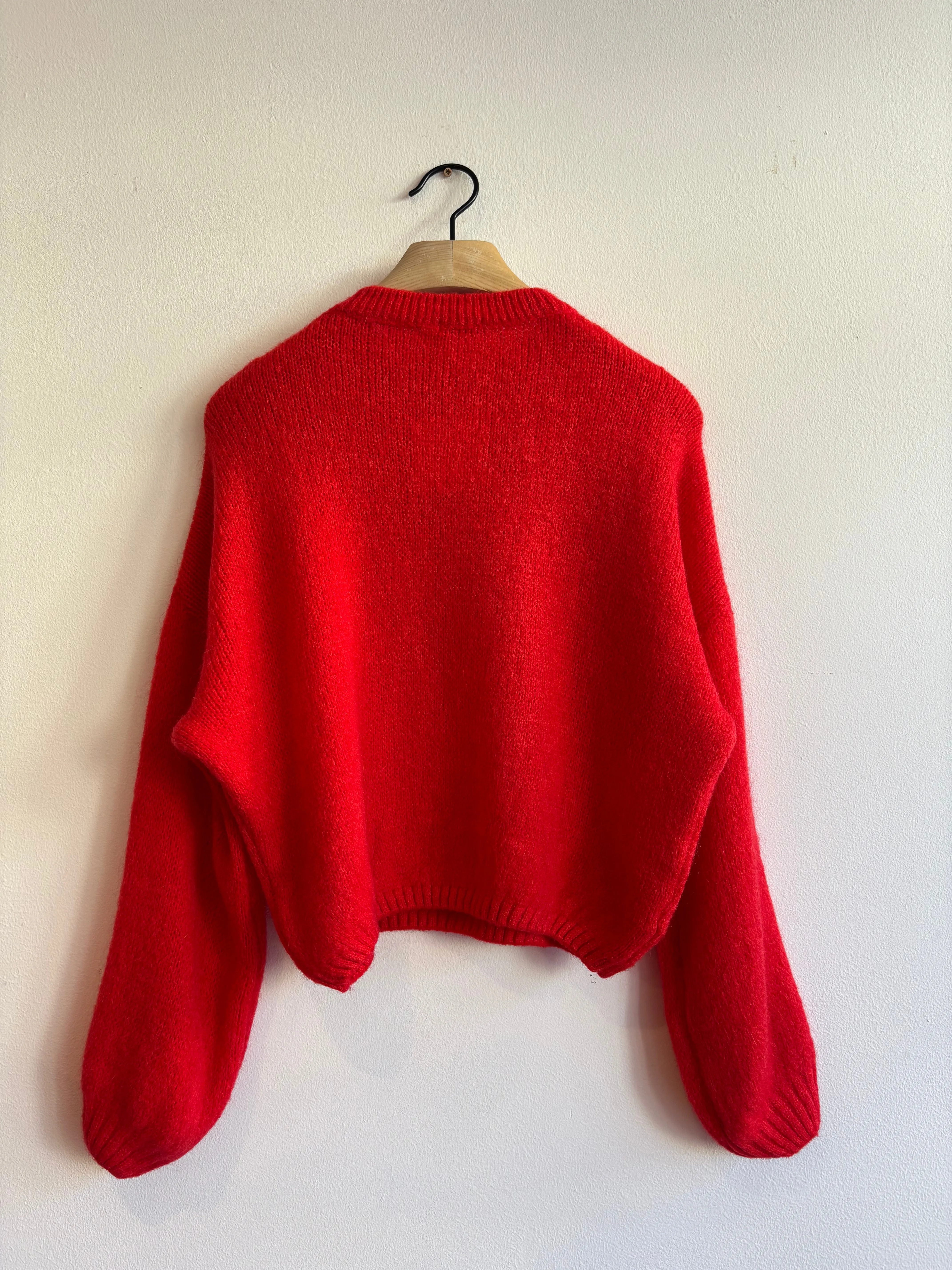 Red Mohair Balloon Sleeve Jumper