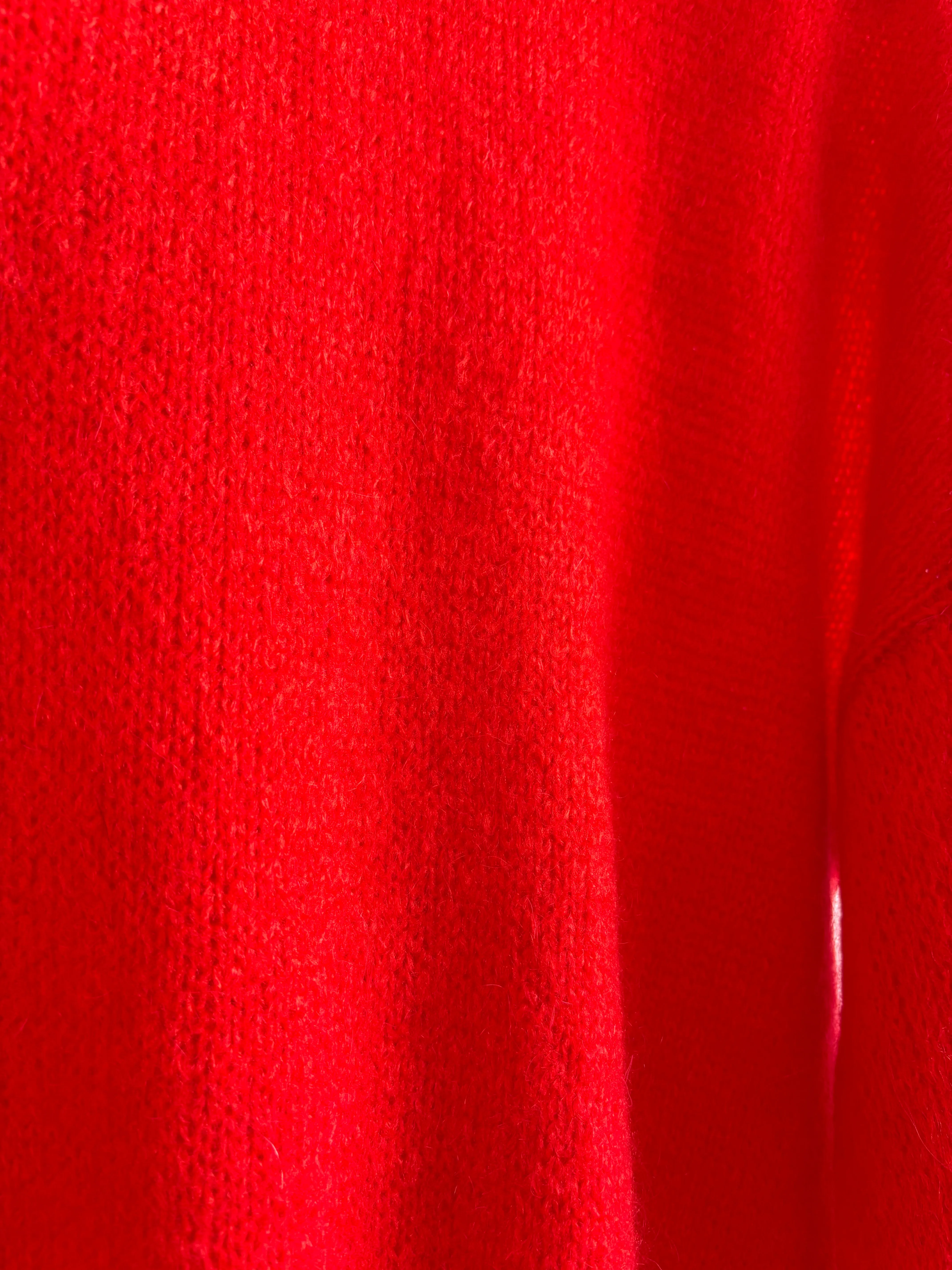 Red Mohair Balloon Sleeve Jumper