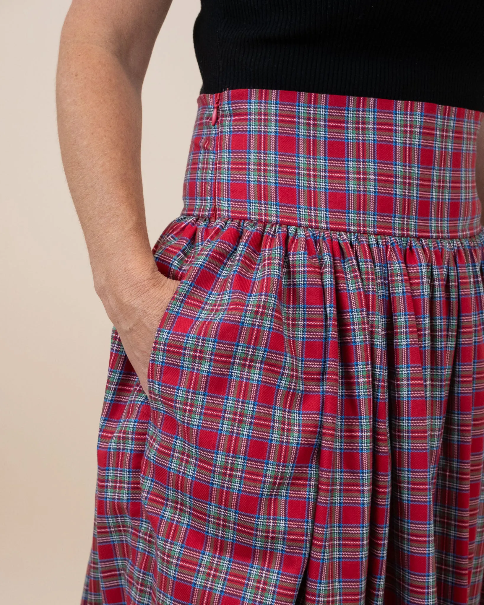 Red Tartan Plaid Maxi Skirt for Ladies- FINAL SALE