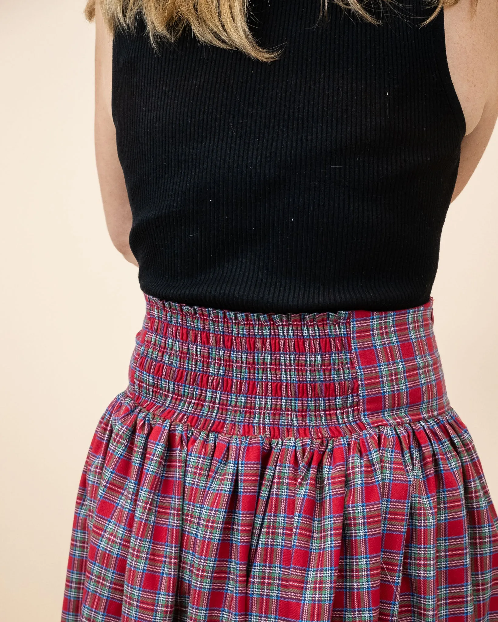 Red Tartan Plaid Maxi Skirt for Ladies- FINAL SALE