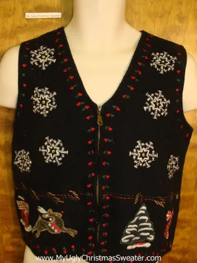 Reindeer and Snowflakes Ugliest Christmas Sweater Vest