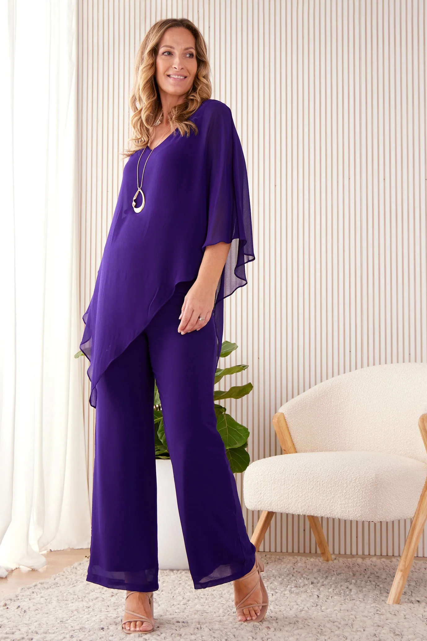 Rendezvous Chiffon Pants - Purple