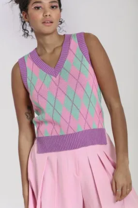 Rhombus Vest - Multi/Pastel -