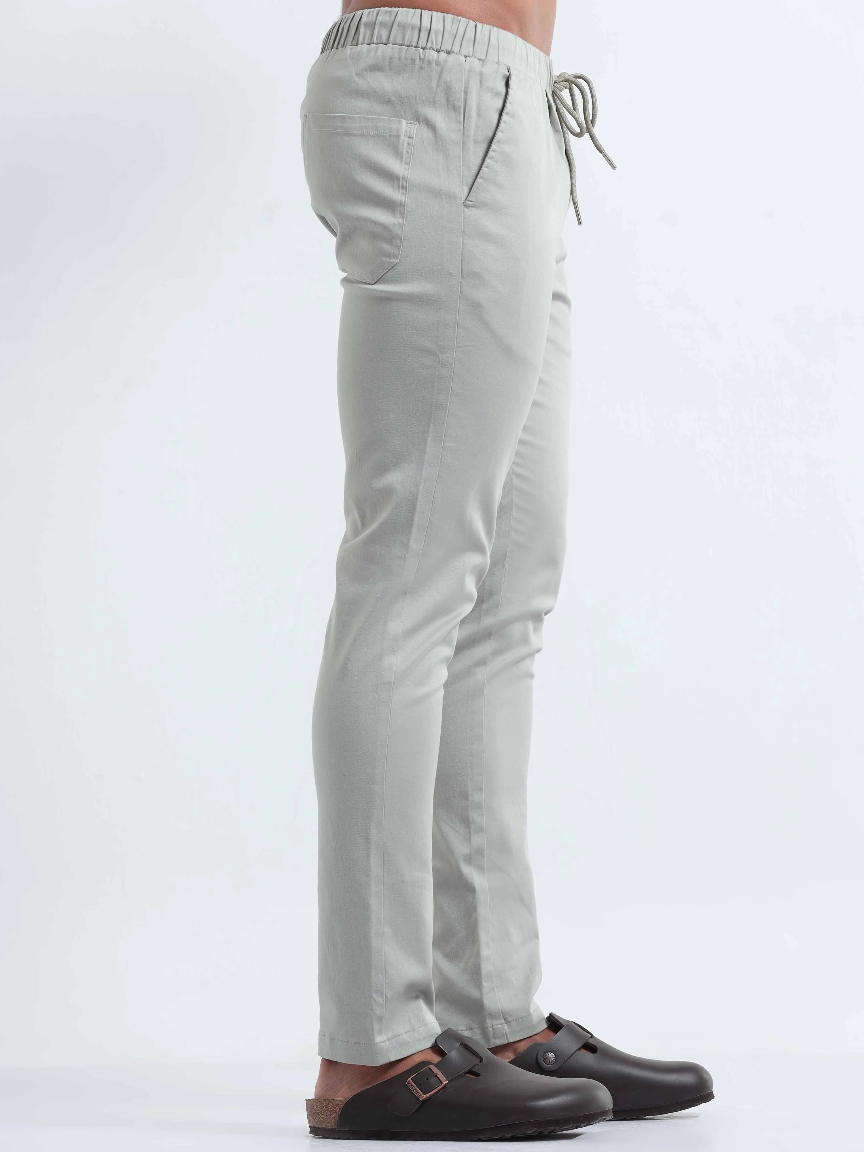 Rich Cotton Grey Flexi Waist Ankle Pant