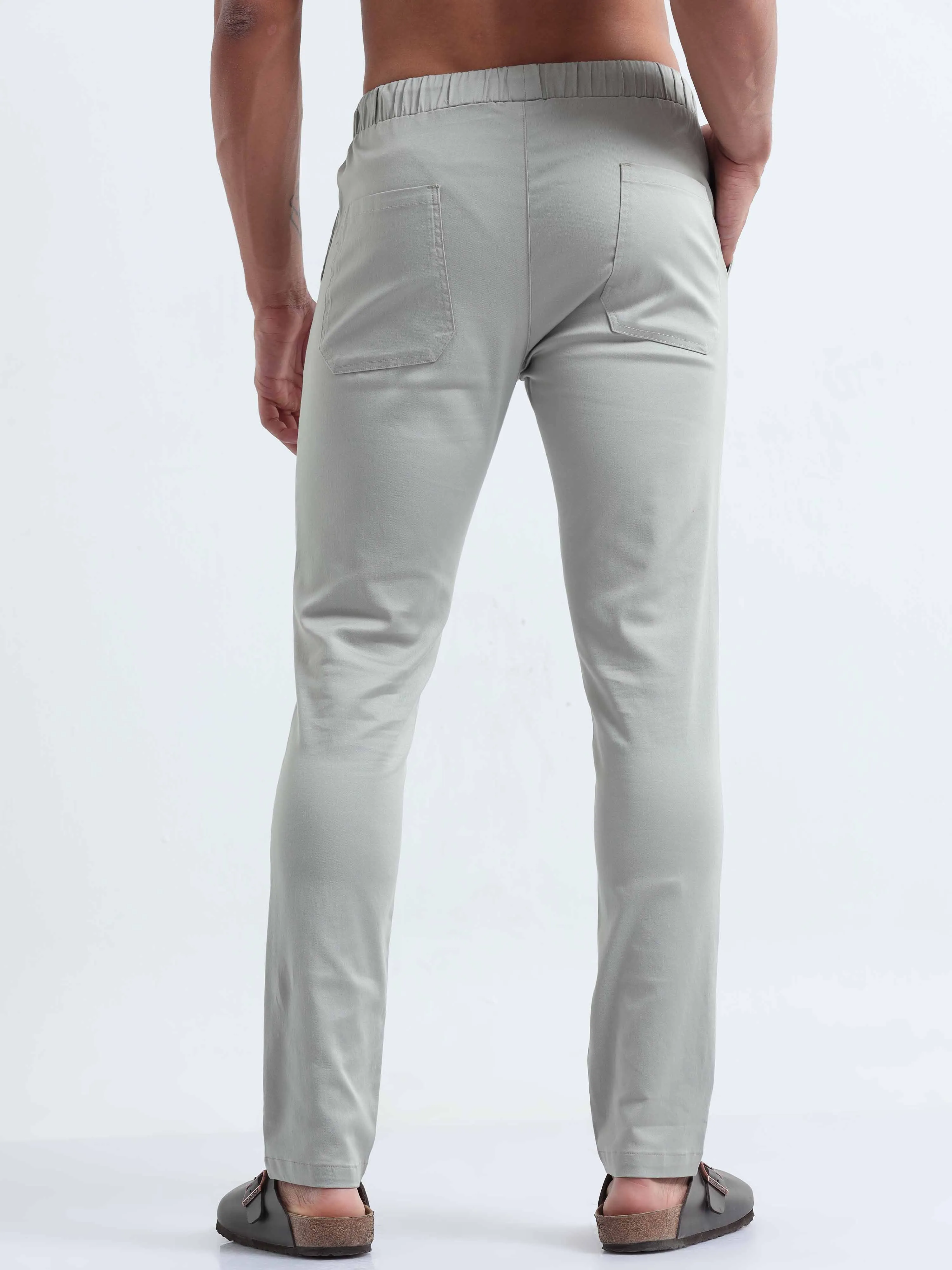 Rich Cotton Grey Flexi Waist Ankle Pant