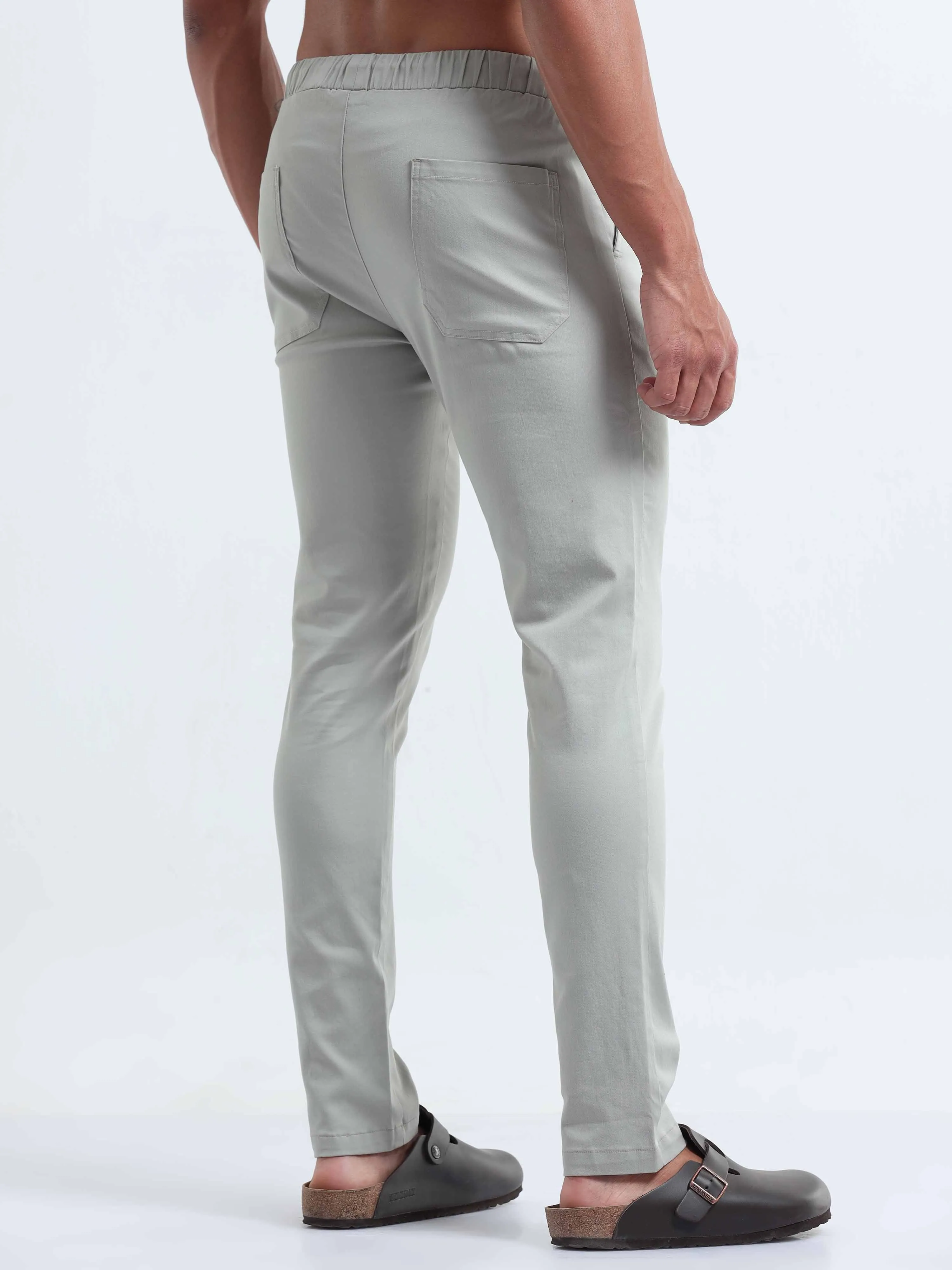 Rich Cotton Grey Flexi Waist Ankle Pant